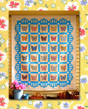 Peony Patch - "Floral" Collection - Pattern - Q09 -  I love this time of year when the peonies start to unfurl their leaves sending their long stems topped with flower buds skyward. In the next couple of weeks those tightly wrapped buds will be bursting into big fluffy pink flowers with yellow centers and the sweet scent of summer – oh, the inspiration! This equally sweet little quilt is easily constructed using strip piecing and fusible appliqu&eacute; quilting methods.